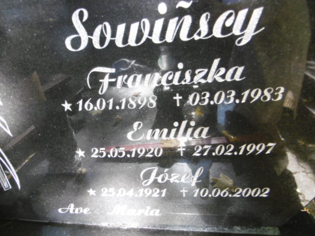 Emilia Sowińska 1920 Lwówek Śląski - Grobonet - Wyszukiwarka osób pochowanych